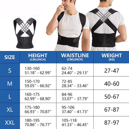 Adult Posture Corrector Belt - Breathable Back Support Strap for Improved Sitting Position for Men and Women